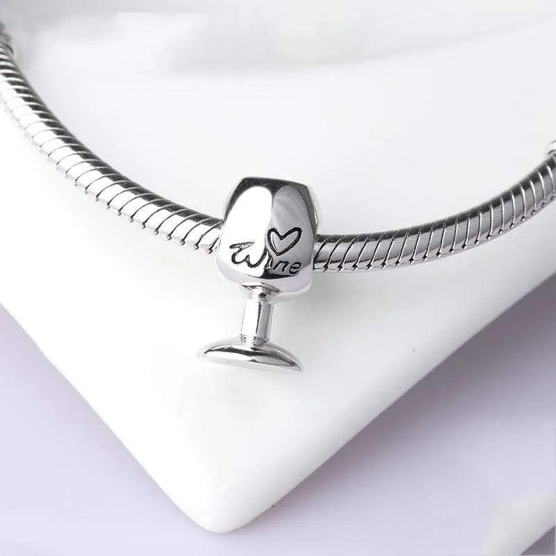 Silver Wine Glass Charm