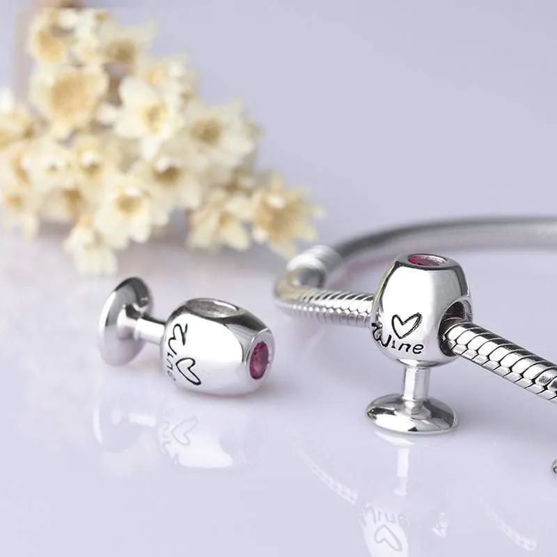 Silver Wine Glass Charm