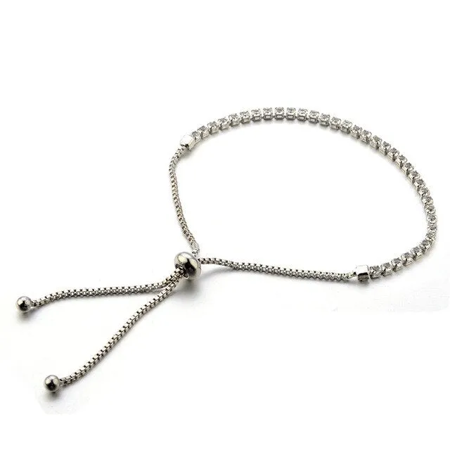 Sindlan 1PC Adjustable Crystal Bracelets for Women Femme Rhinestone Boho Bracelet Bangle Girl Gift Wedding Bridal Wrist Jewelry
