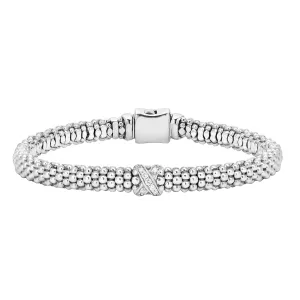Single Station X Silver Diamond Bracelet | 6mm