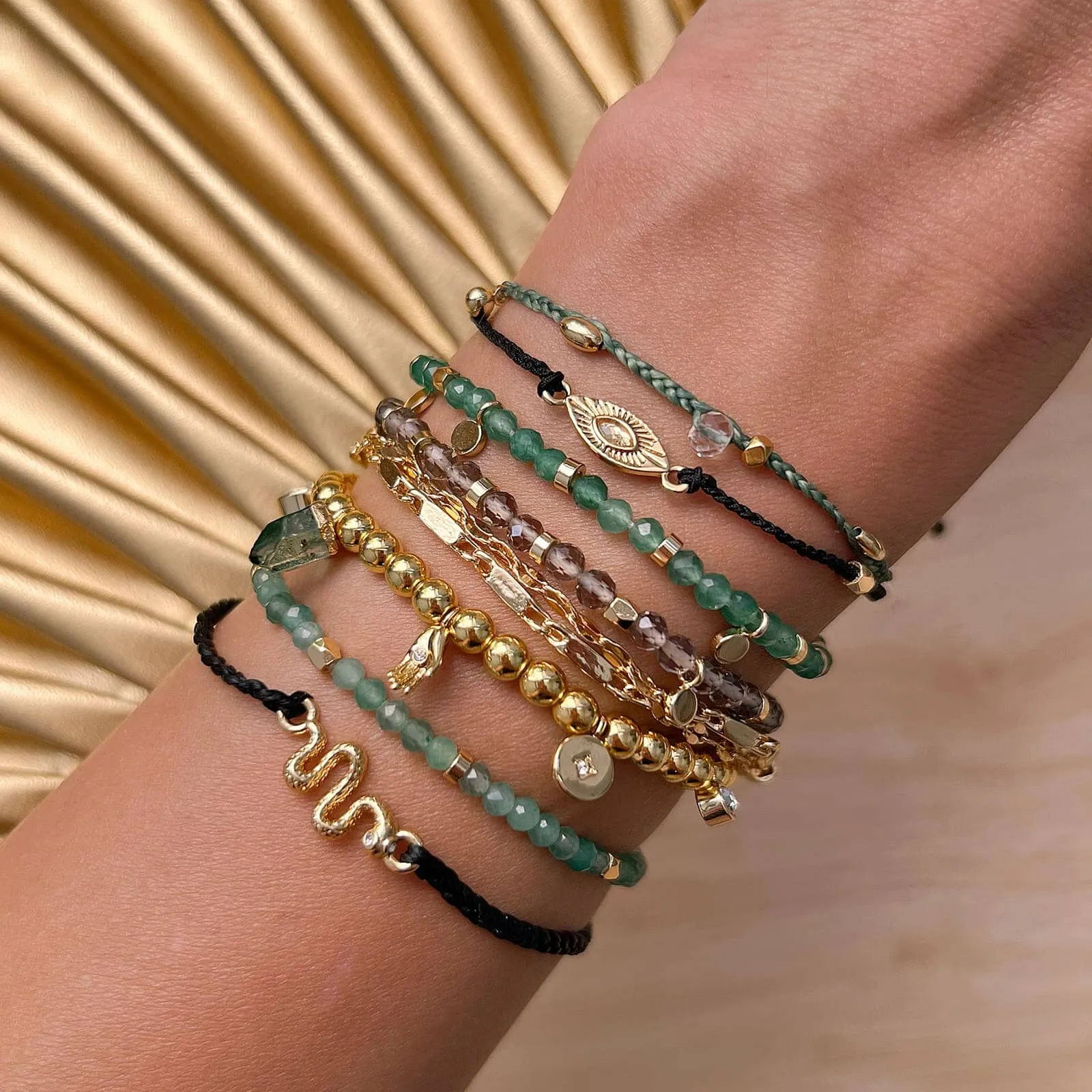 Snake Gold Charm Bracelet