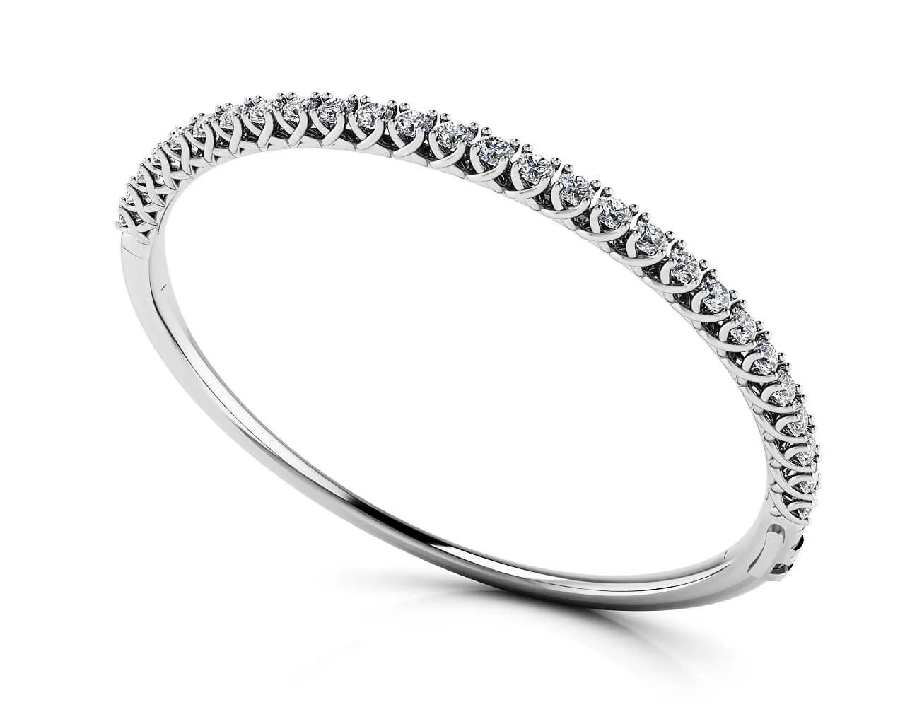 Soft Twist Four Prong Lab-Grown Diamond Bangle with 1.74 ct.(finished) 2.5mm