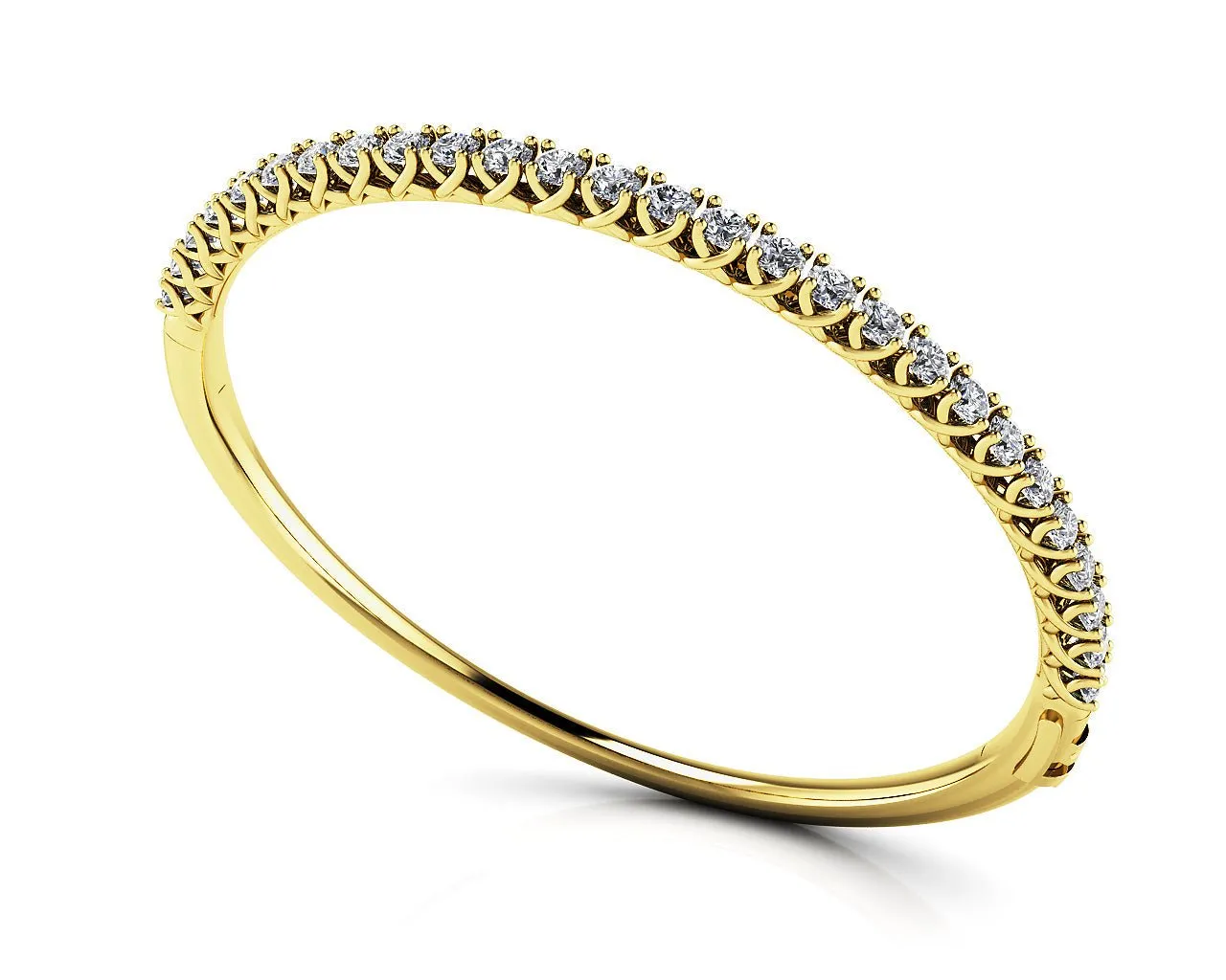Soft Twist Four Prong Lab-Grown Diamond Bangle with 1.74 ct.(finished) 2.5mm