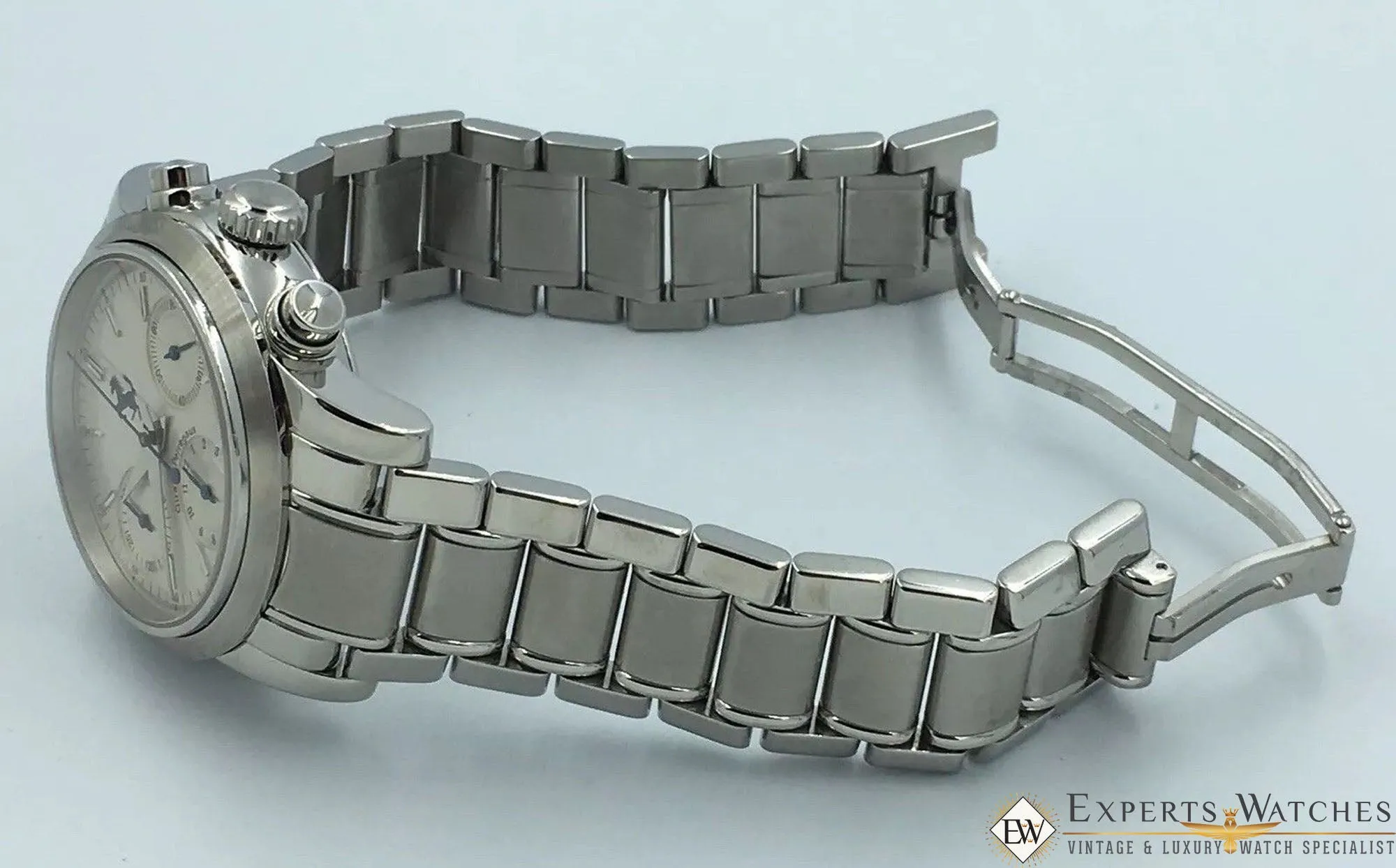 Sold!!! Girard Perregaux Ferrari Chronograph Date Automatic 8020 Silver Bracelet Box PP
