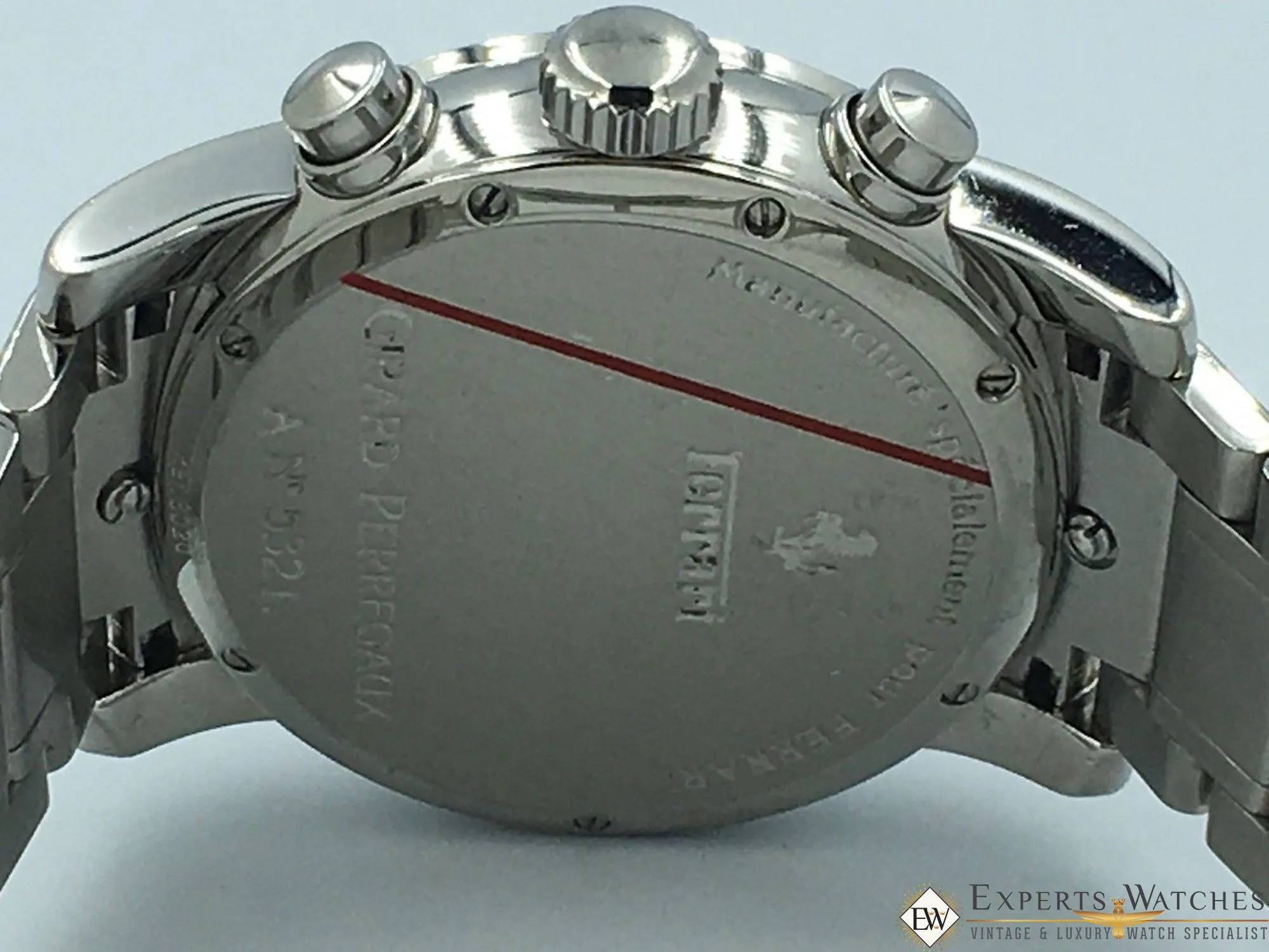 Sold!!! Girard Perregaux Ferrari Chronograph Date Automatic 8020 Silver Bracelet Box PP