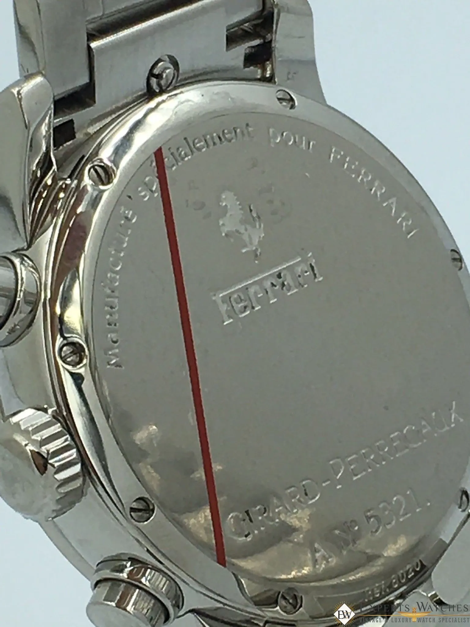 Sold!!! Girard Perregaux Ferrari Chronograph Date Automatic 8020 Silver Bracelet Box PP