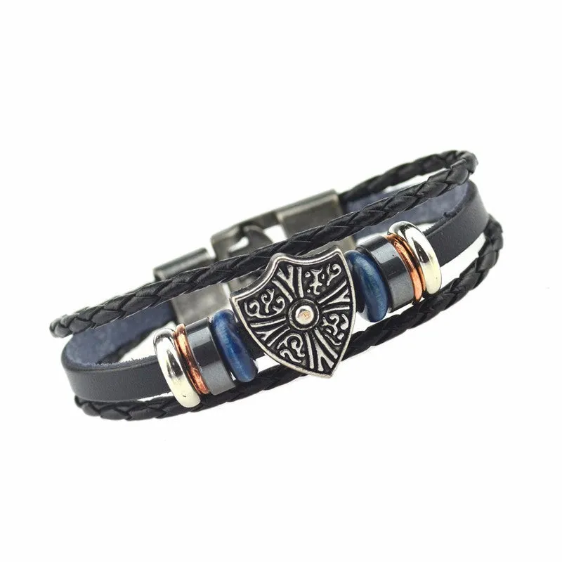 South Korea Fashion Popular Beaded /Wax /Skull /Anchor Rope Stainless Steel Accessories Charm Bracelet Punk Men Jewelry