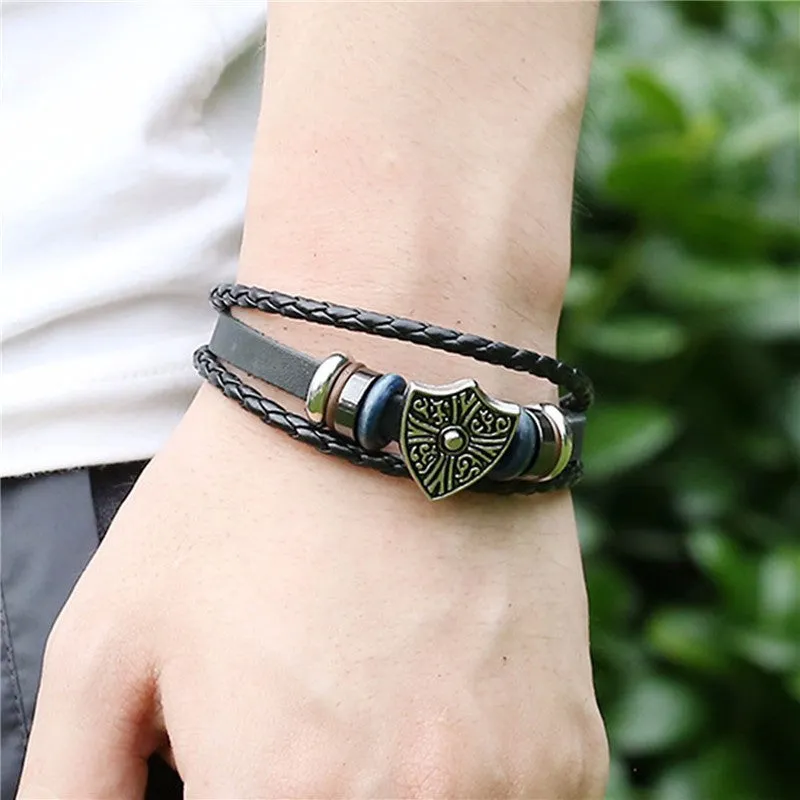 South Korea Fashion Popular Beaded /Wax /Skull /Anchor Rope Stainless Steel Accessories Charm Bracelet Punk Men Jewelry