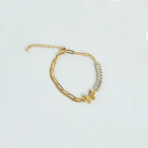 Sparkle Butterfly Bracelet Gold Plated, Waterproof and Anti-Tarnish - 8 inches