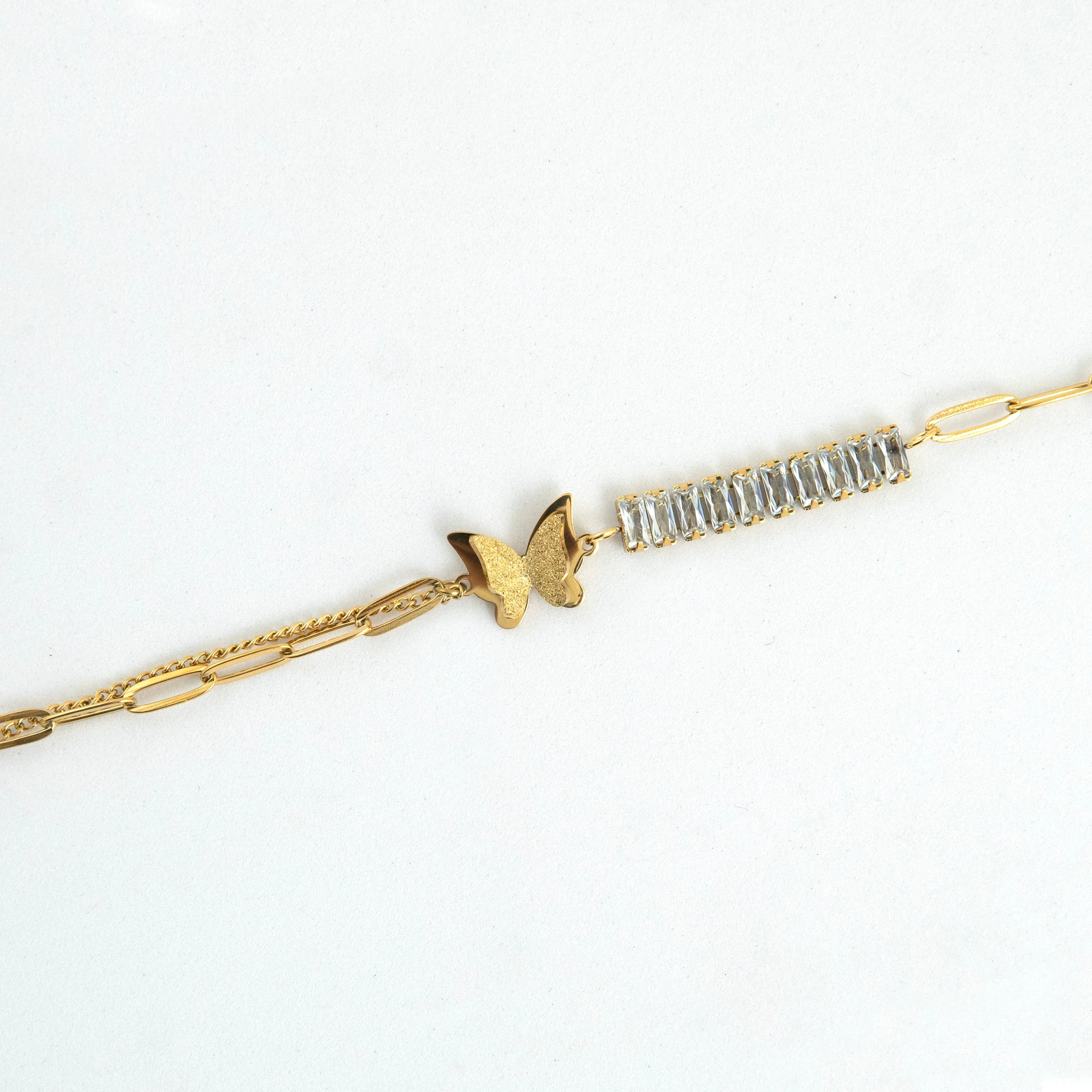 Sparkle Butterfly Bracelet Gold Plated, Waterproof and Anti-Tarnish - 8 inches