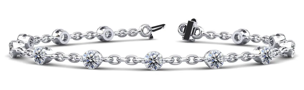 Sparkling Diamond And Chain Link Diamond Bracelet with 2.08 ct.(finished) 3.5mm
