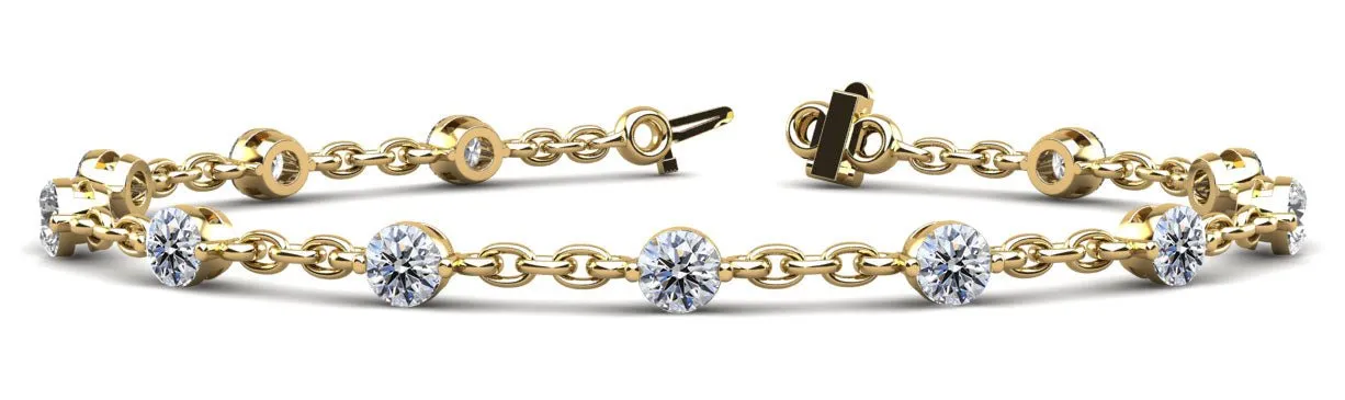 Sparkling Diamond And Chain Link Diamond Bracelet with 2.08 ct.(finished) 3.5mm