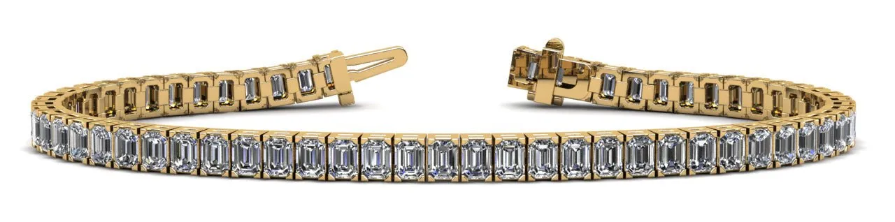 Sparkling Emerald Cut Lab-Grown Diamond Bracelet with 12.40 ct.(finished) 3.4x2.6mm