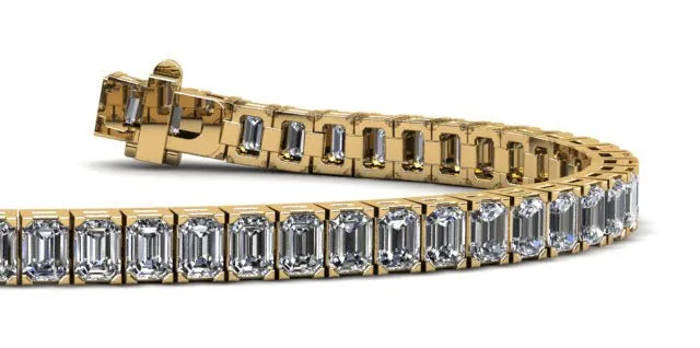 Sparkling Emerald Cut Lab-Grown Diamond Bracelet with 12.40 ct.(finished) 3.4x2.6mm