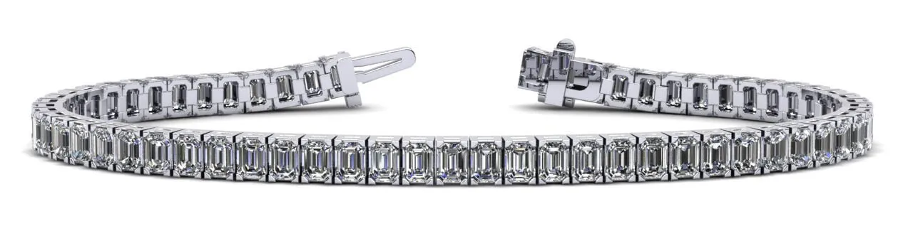 Sparkling Emerald Cut Lab-Grown Diamond Bracelet with 12.40 ct.(finished) 3.4x2.6mm