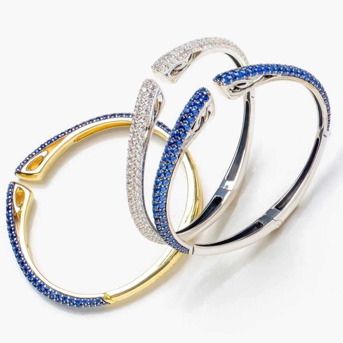 Spirit Pavé Cuff 5mm - Sterling Silver   CZ Azure