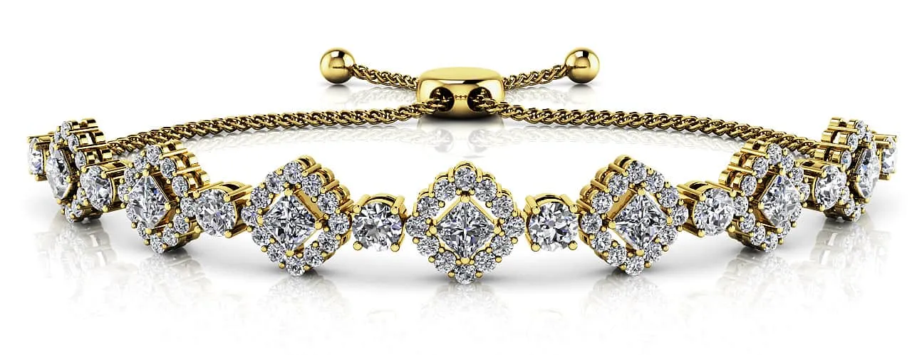Square Link Adjustable Diamond Bracelet with 1.97 ct.(finished) 1.2mm, 2.5mm, 2.7mm