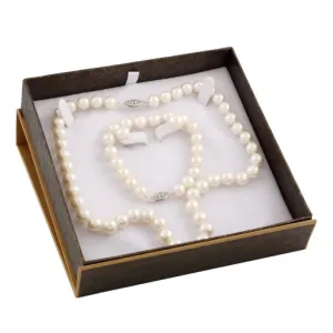 Sterling  Silver (8-9mm) Freshwater Pearl Earrings, Necklace and Bracelet Set