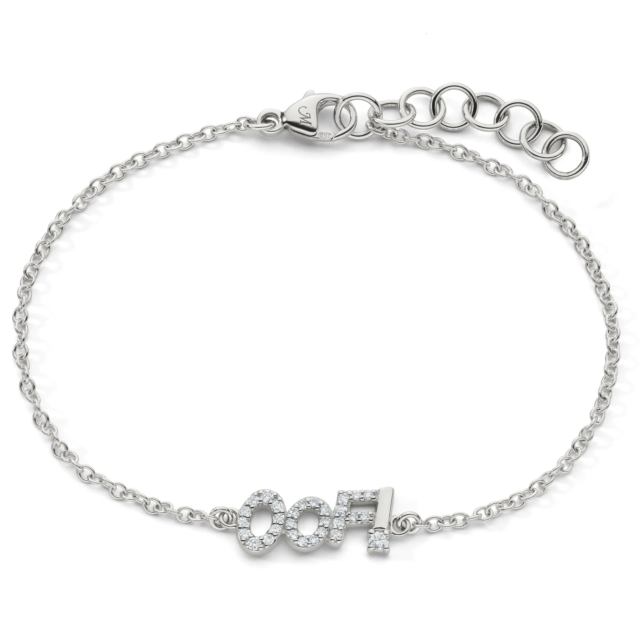 Sterling Silver and White Sapphire “OOF” Bracelet
