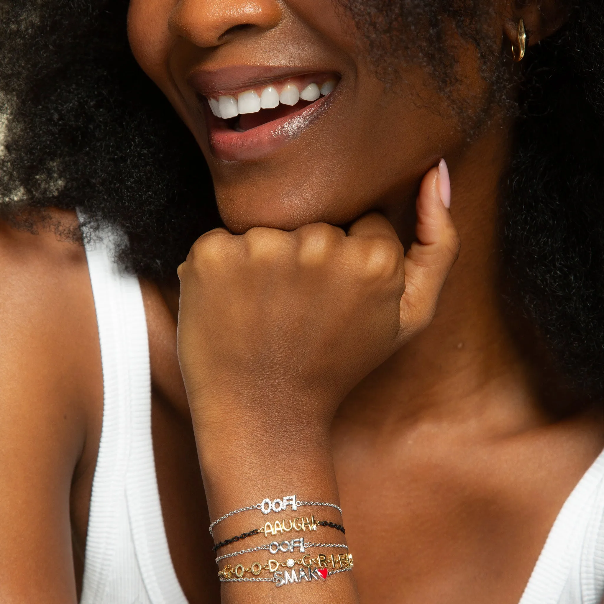 Sterling Silver and White Sapphire “OOF” Bracelet