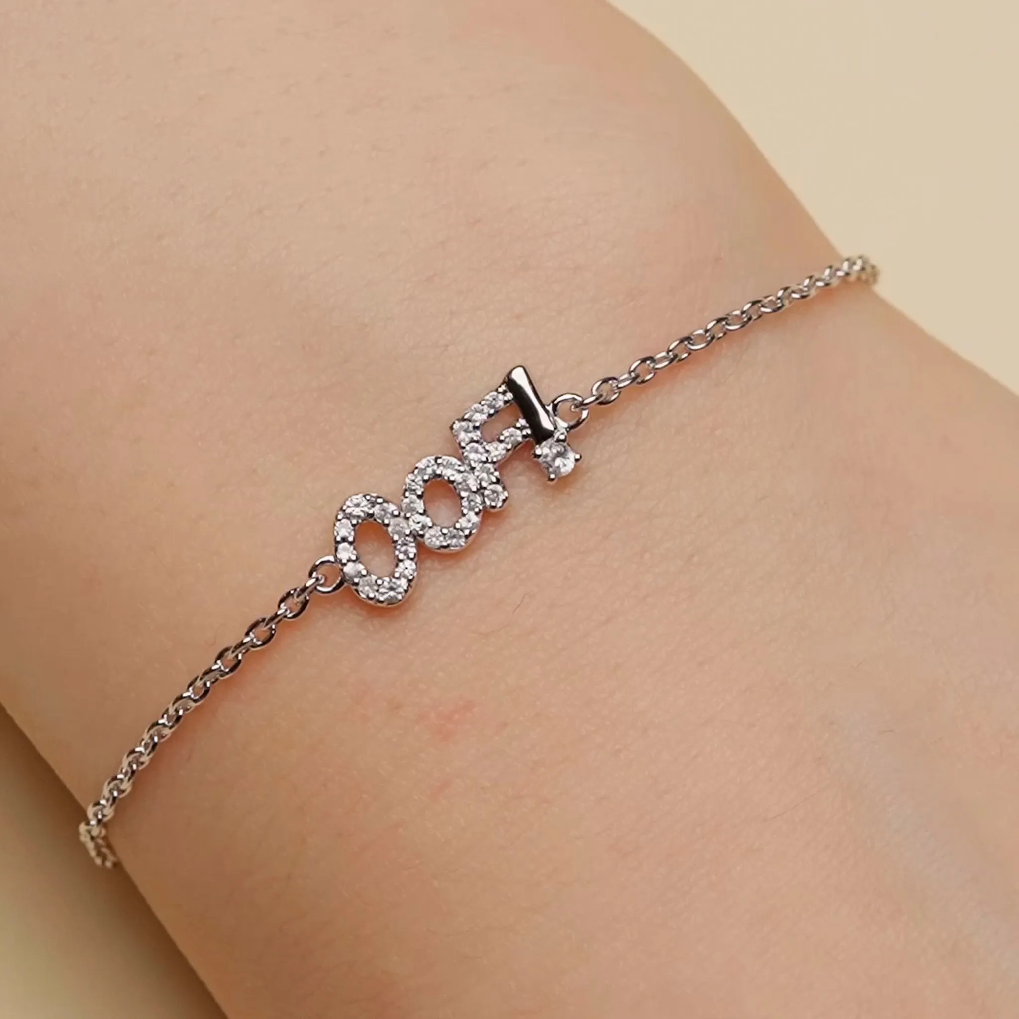 Sterling Silver and White Sapphire “OOF” Bracelet