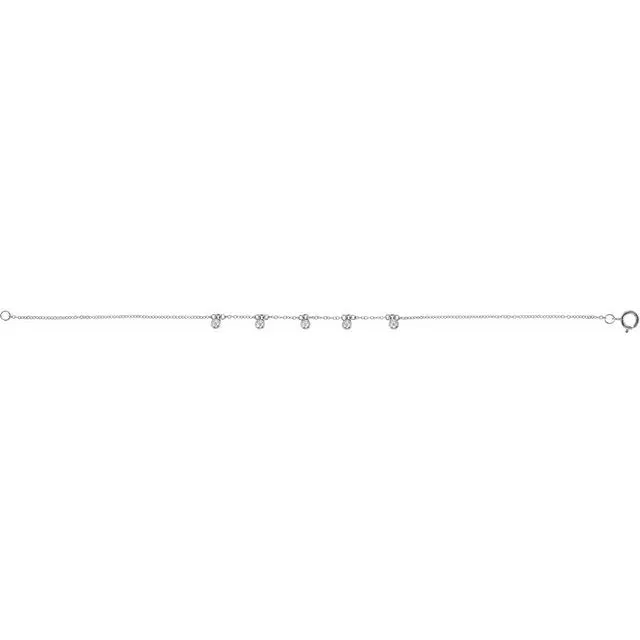 Sterling Silver Beaded 5-Station 7" Bracelet