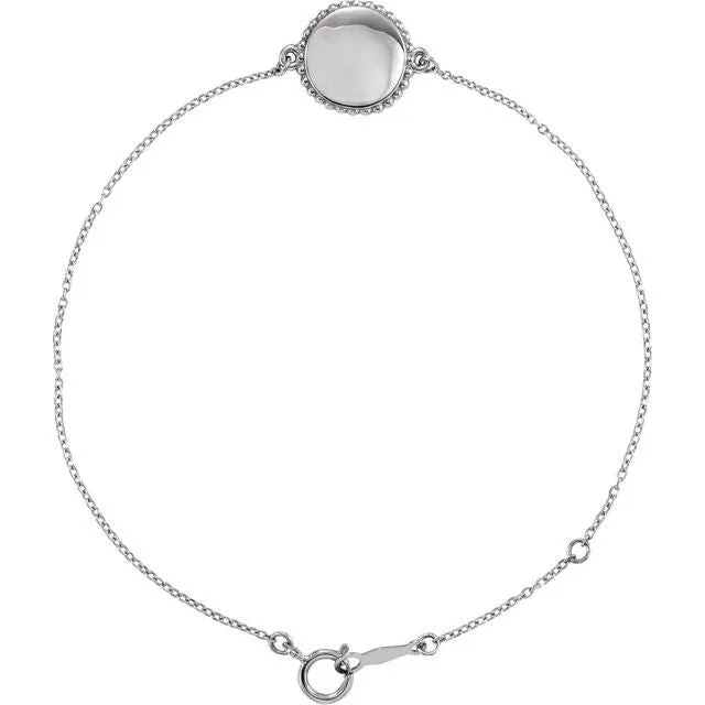 Sterling Silver Beaded 6.5-7.5" Bracelet