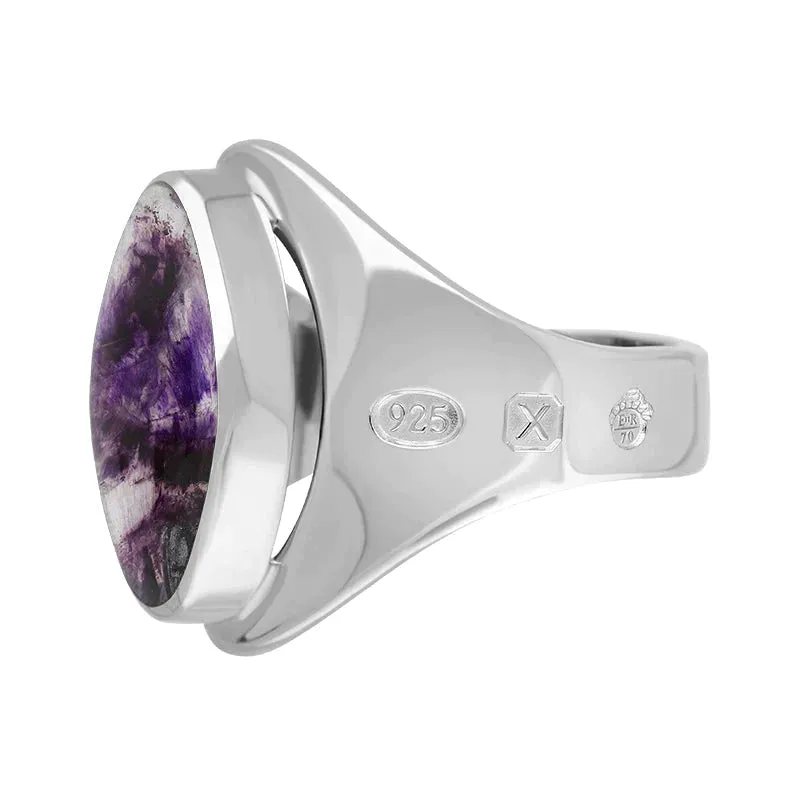 Sterling Silver Blue John Queen's Jubilee Hallmark Small Oval Ring D