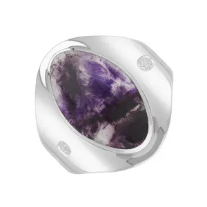 Sterling Silver Blue John Queen's Jubilee Hallmark Small Oval Ring D