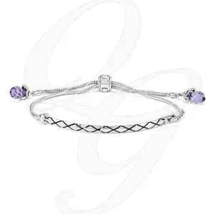 Sterling Silver Reflections Purple Swarovski Crystal Adj. Bracelet