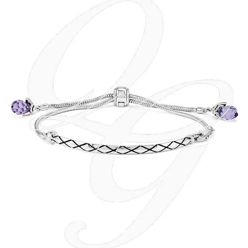 Sterling Silver Reflections Purple Swarovski Crystal Adj. Bracelet