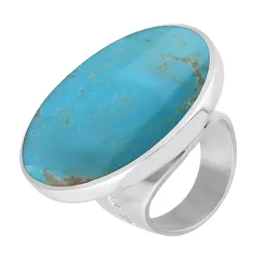 Sterling Silver Turquoise Queen's Jubilee Hallmark Large Round Ring D