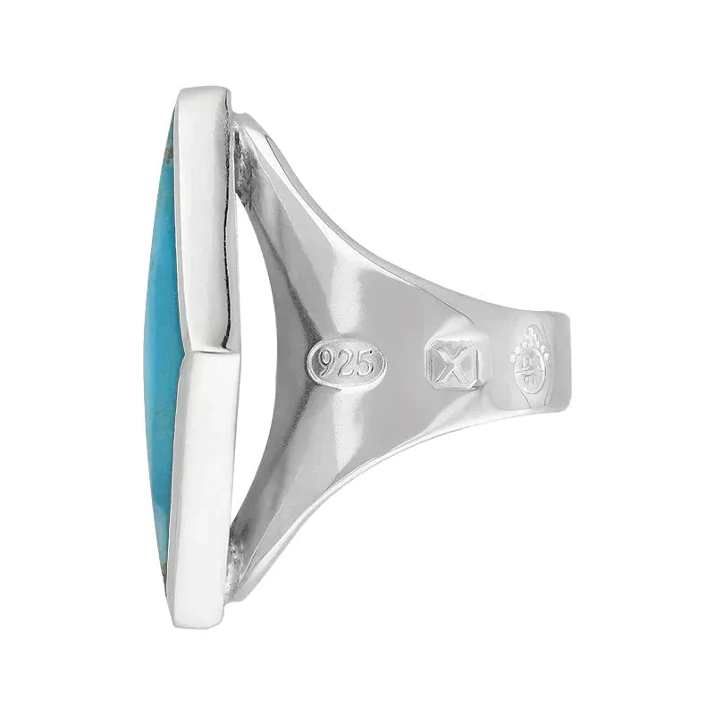 Sterling Silver Turquoise Queen's Jubilee Hallmark Medium Rhombus Ring D