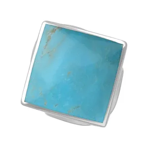 Sterling Silver Turquoise Queen's Jubilee Hallmark Medium Rhombus Ring D