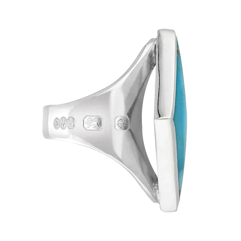 Sterling Silver Turquoise Queen's Jubilee Hallmark Medium Rhombus Ring D