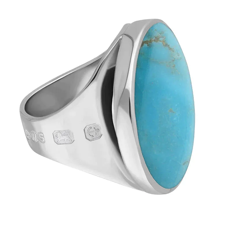 Sterling Silver Turquoise Queen's Jubilee Hallmark Medium Round Ring D