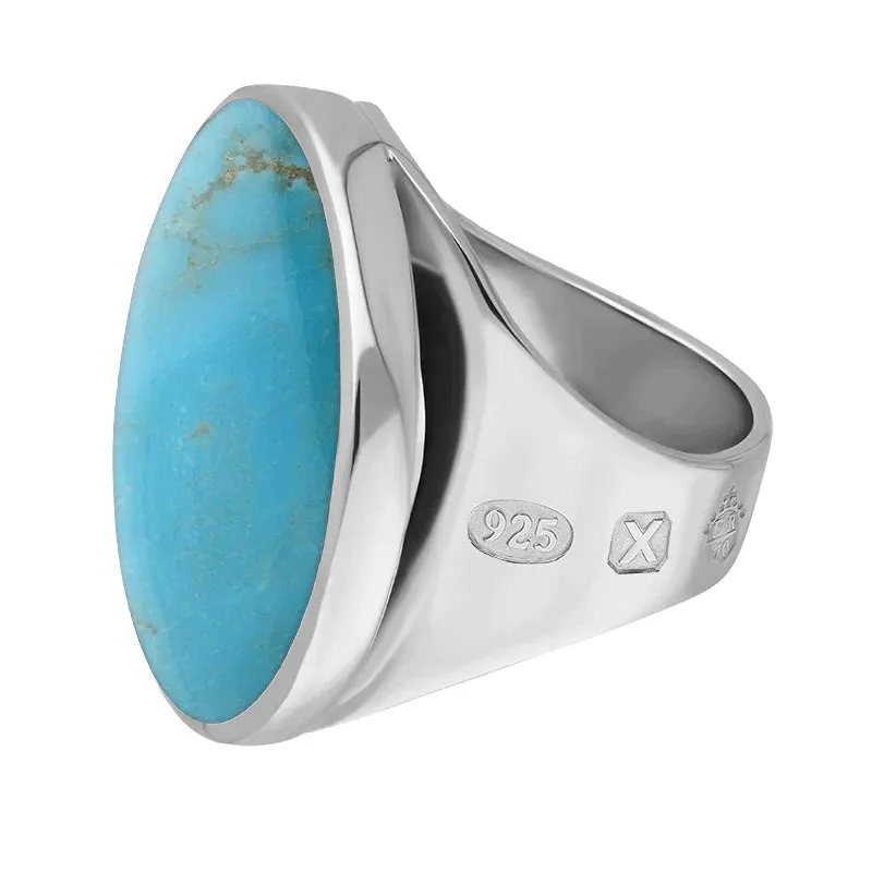Sterling Silver Turquoise Queen's Jubilee Hallmark Medium Round Ring D