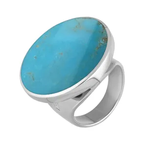 Sterling Silver Turquoise Queen's Jubilee Hallmark Medium Round Ring D