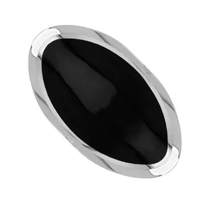 Sterling Silver Whitby Jet Queen's Jubilee Hallmark Large Oval Ring D