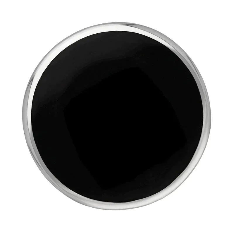 Sterling Silver Whitby Jet Queen's Jubilee Hallmark Large Round Ring D