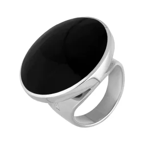 Sterling Silver Whitby Jet Queen's Jubilee Hallmark Medium Round Ring D