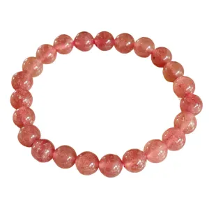 Strawberry Quartz Bracelet - 8mm Round
