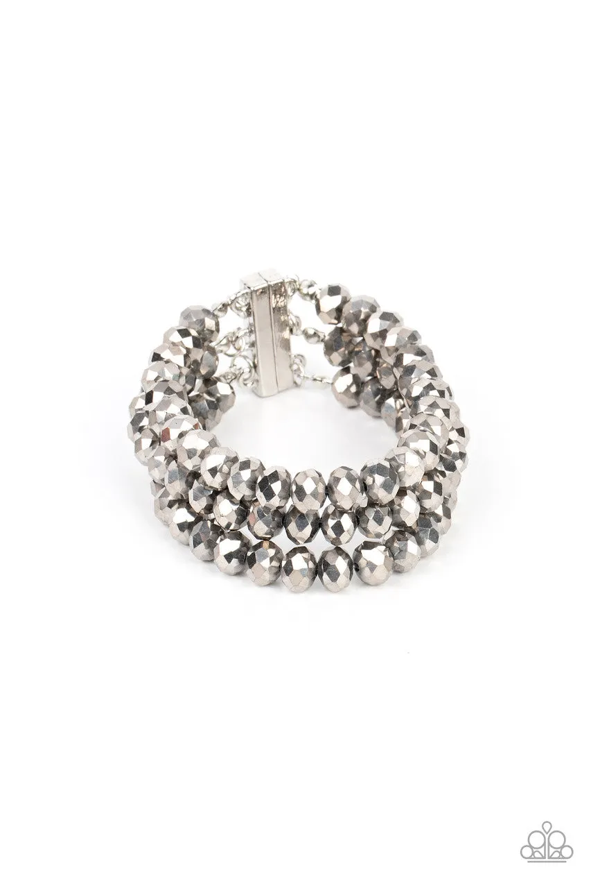 Supernova Sultry - Silver - Hematite Bead Paparazzi Magnetic Closure Bracelet
