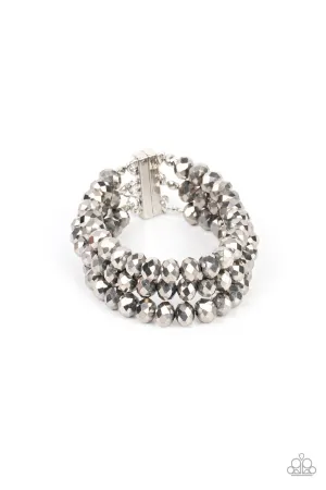 Supernova Sultry - Silver - Hematite Bead Paparazzi Magnetic Closure Bracelet