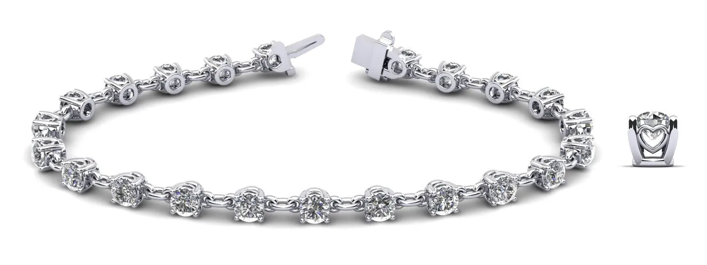 Sweetheart Chain Link Diamond Tennis Diamond Bracelet with 1.41 ct.(finished) 2.3mm