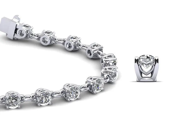 Sweetheart Chain Link Diamond Tennis Diamond Bracelet with 1.41 ct.(finished) 2.3mm
