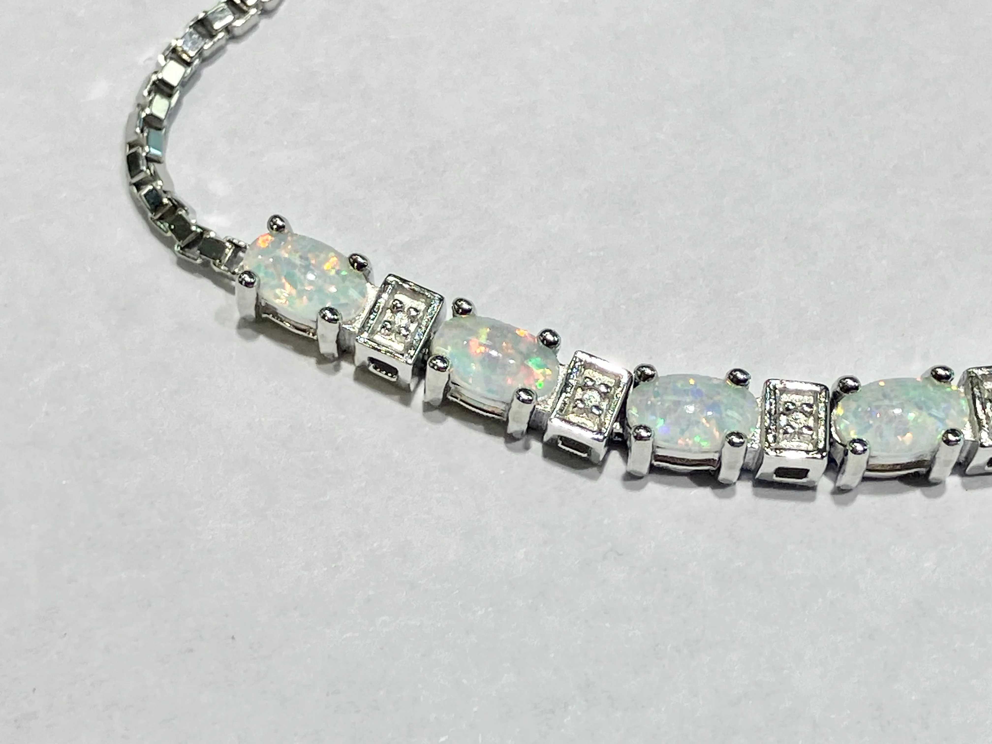 Synthetic Opal Silver Bolo Bracelet
