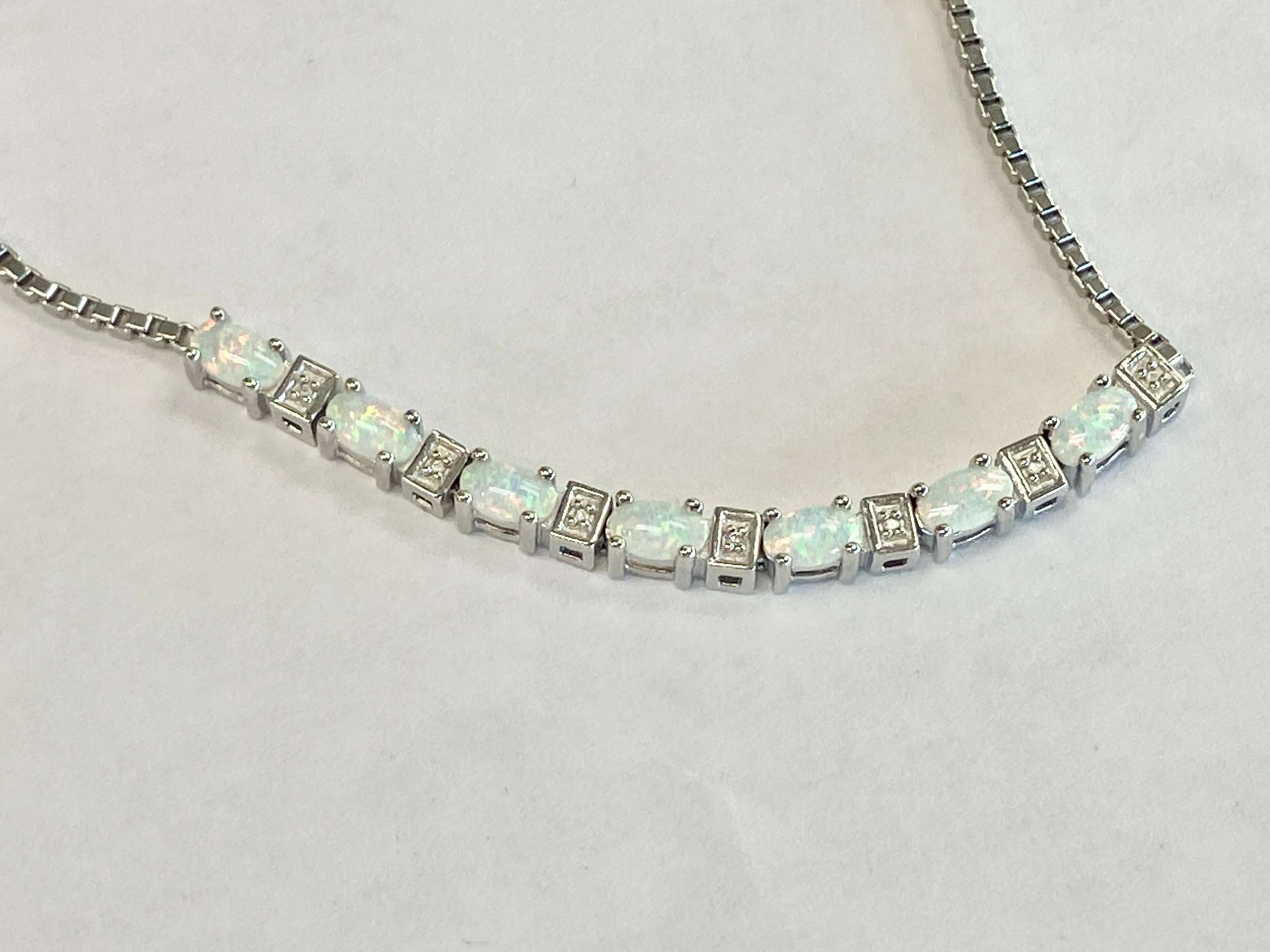 Synthetic Opal Silver Bolo Bracelet