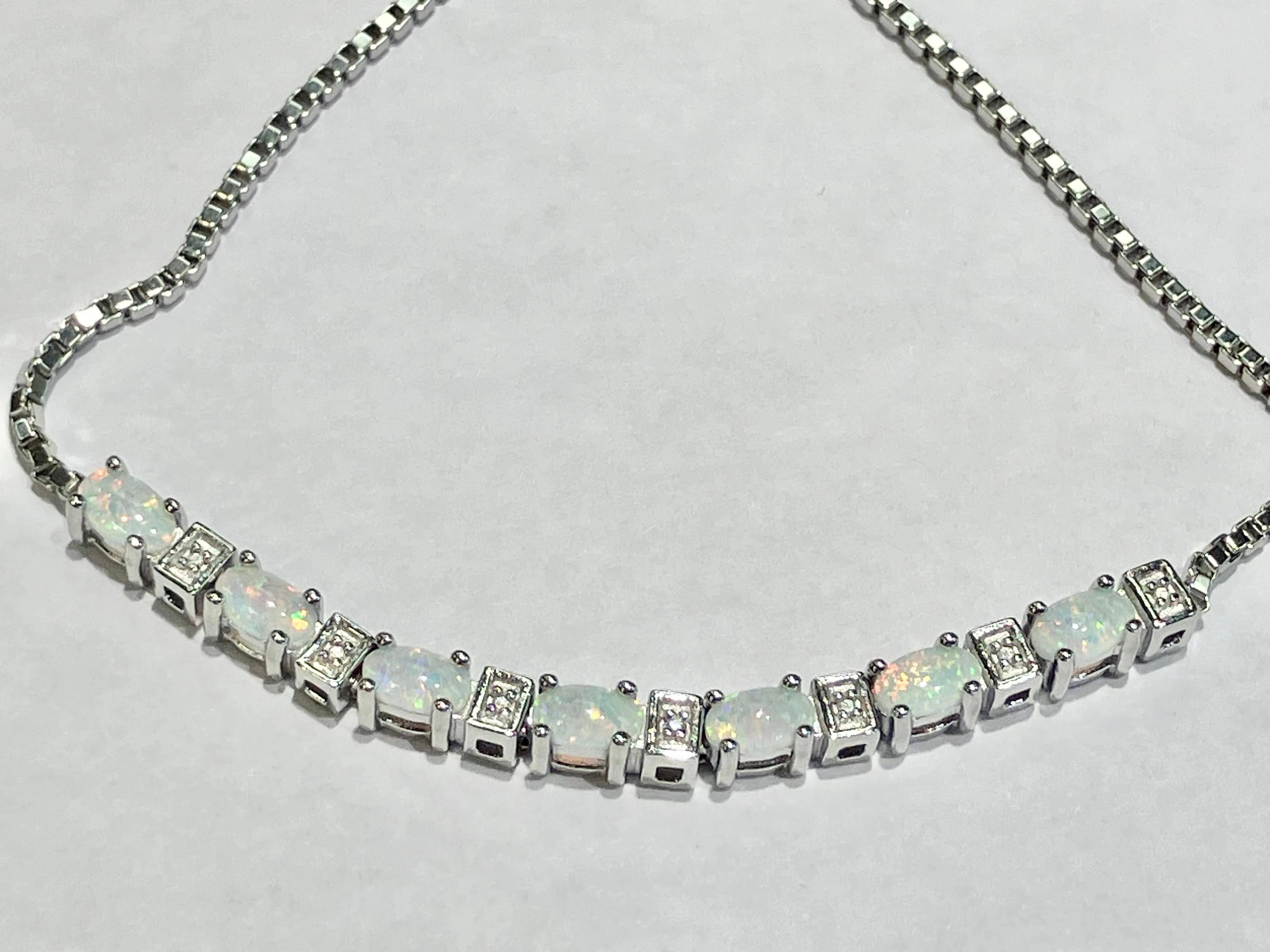Synthetic Opal Silver Bolo Bracelet