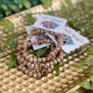 Tan and Leopard Crystal Bracelet
